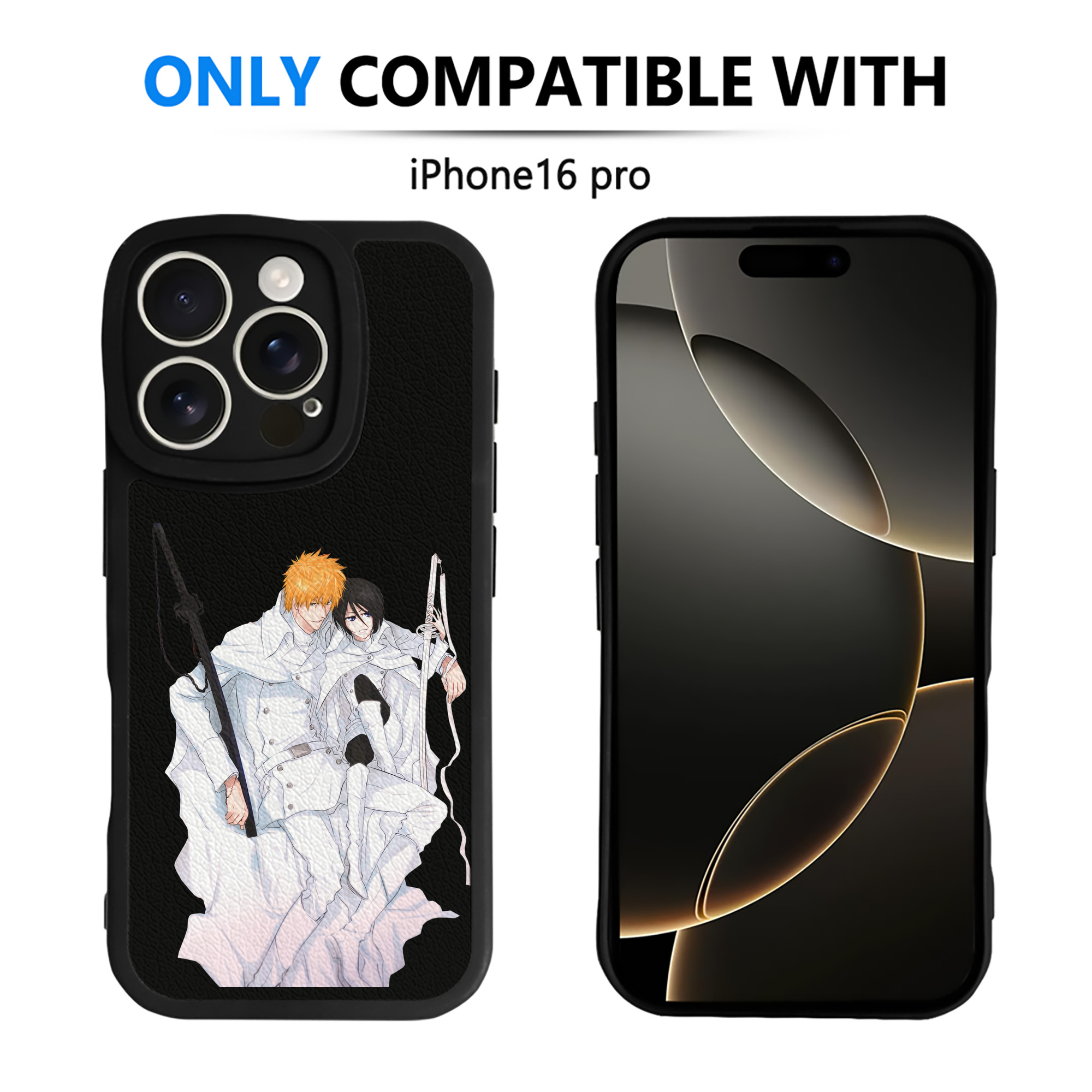 ブリーチ 黒崎一護（くろさき いちご）BLEACH Kurosaki Ichigo 【iPhone 16シリーズ対応】シリコンスマホケース（レザー調） 材質：シリコン